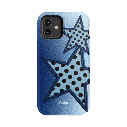 Blue Polka Star iPhone Case