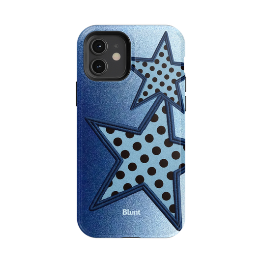 Blue Polka Star iPhone Case