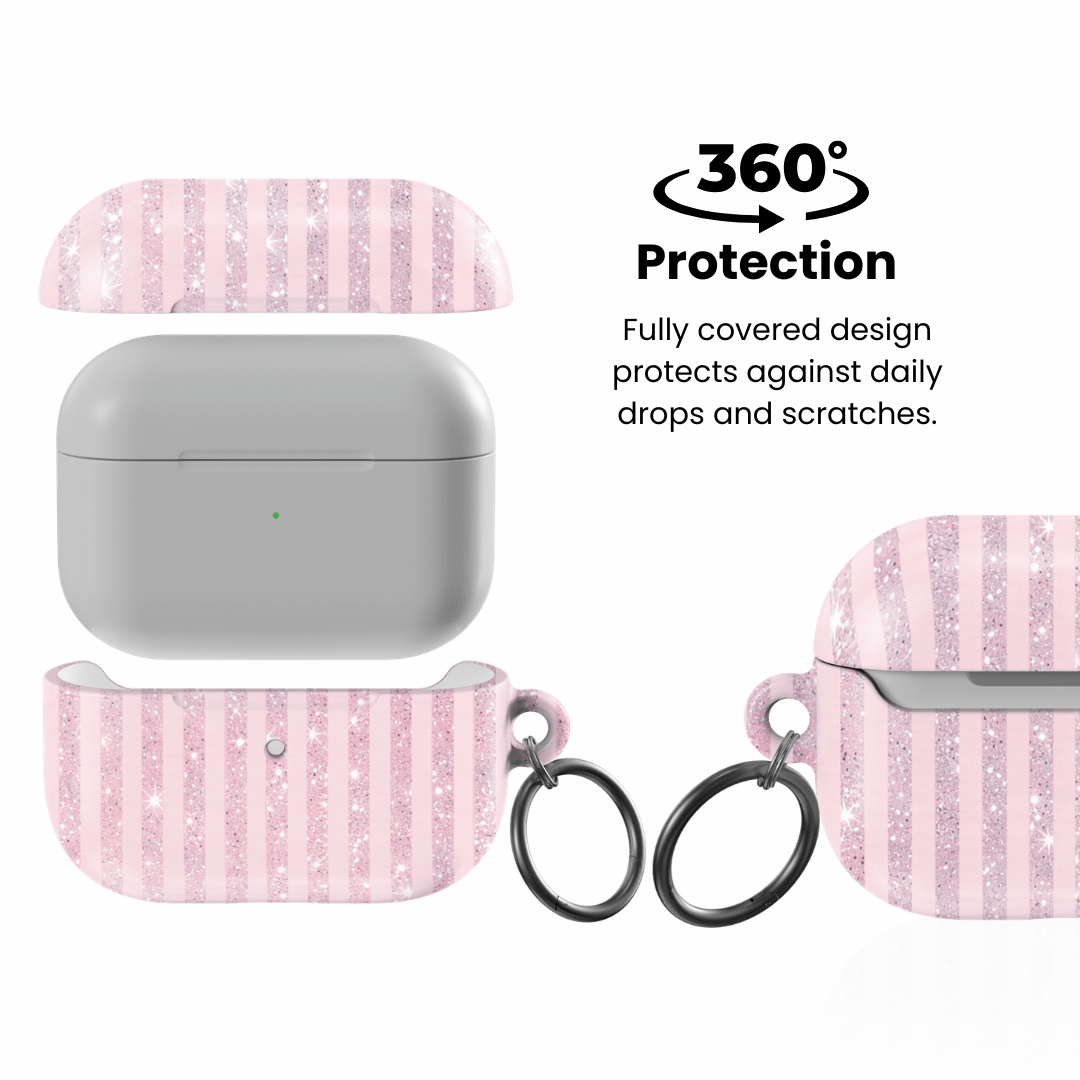 Pink Champagne Stripe AirPod Case - Blunt Cases