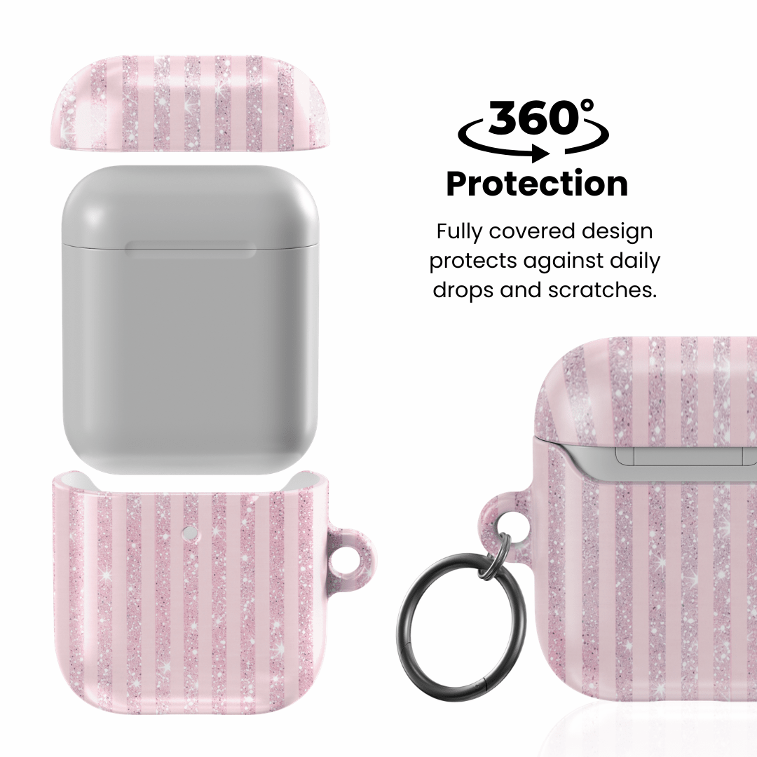 Pink Champagne Stripe AirPod Case - Blunt Cases
