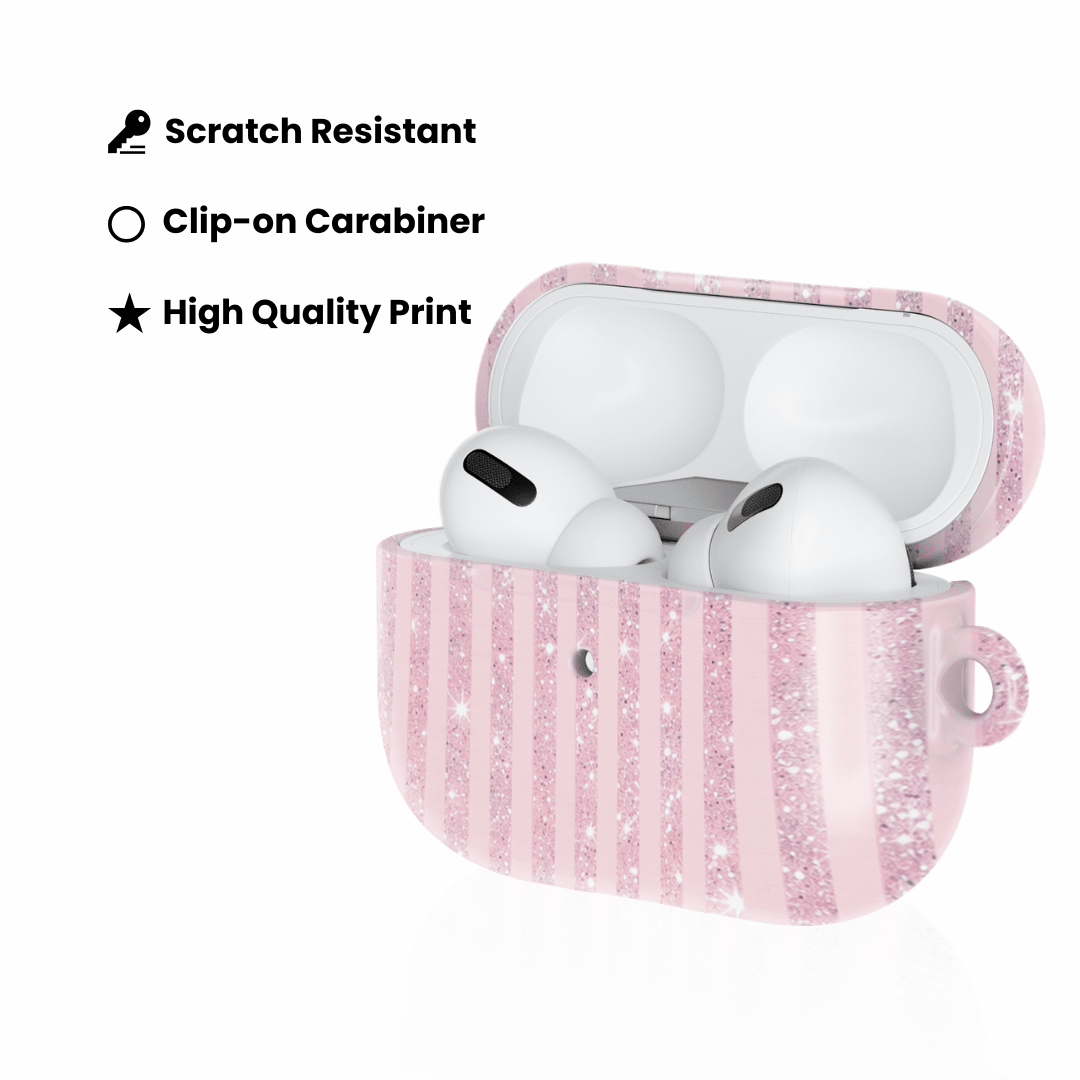 Pink Champagne Stripe AirPod Case - Blunt Cases