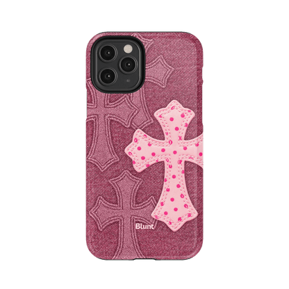 Pink Dottie Cross iPhone Case - Blunt Cases