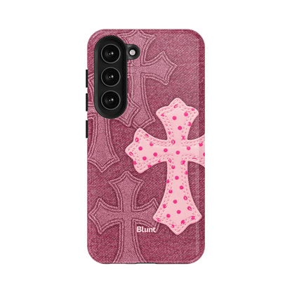 Pink Dottie Cross Samsung Case - Blunt Cases
