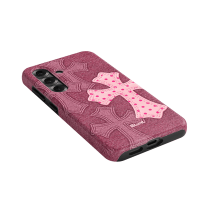 Pink Dottie Cross Samsung Case - Blunt Cases