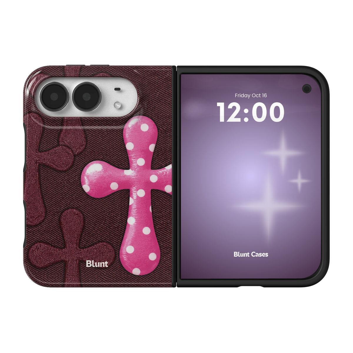 pink-polka-cross-iphone-case iPhone 18 Duo case, view 1