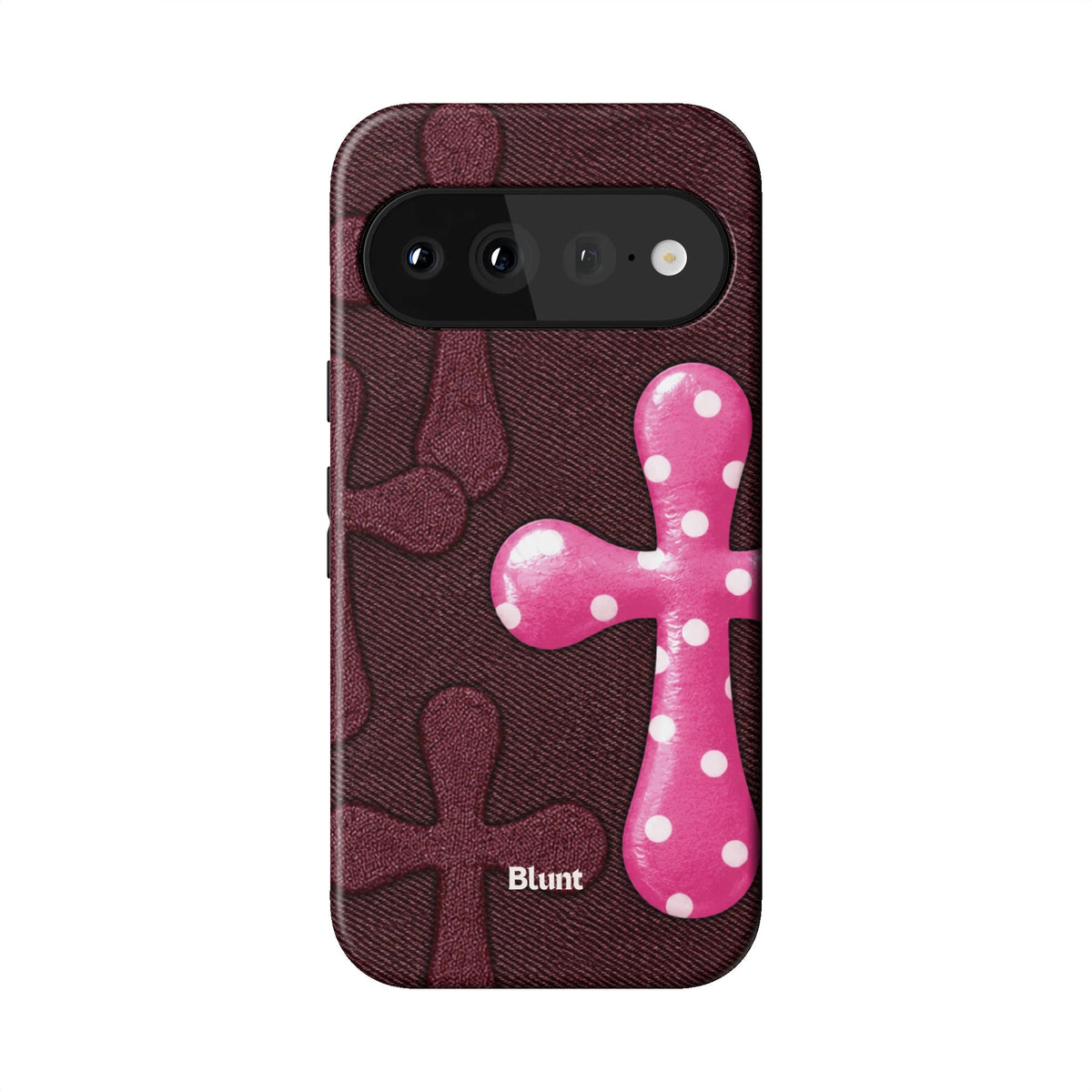Pink Polka Cross Pixel Case - Blunt Cases