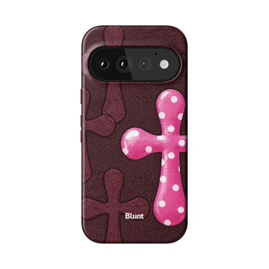 Pink Polka Cross Pixel Case - Blunt Cases