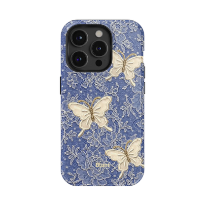 Blue Lace Butterfly iPhone Case