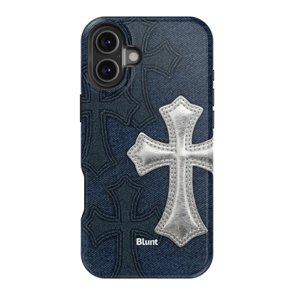 Silver Denim Cross iPhone Case