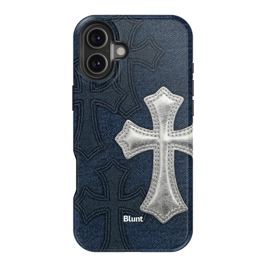 Silver Denim Cross iPhone Case