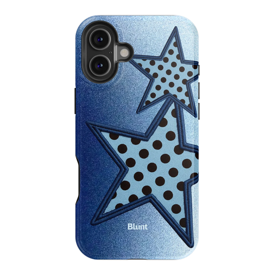 Blue Polka Star iPhone Case