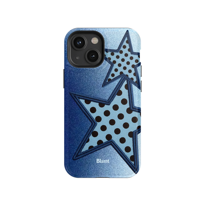 Blue Polka Star iPhone Case