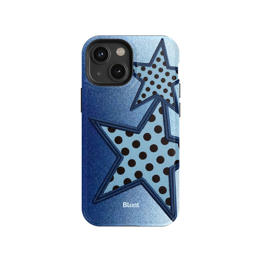 Blue Polka Star iPhone Case