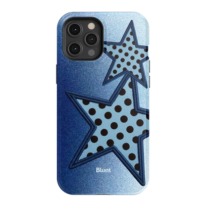 Blue Polka Star iPhone Case