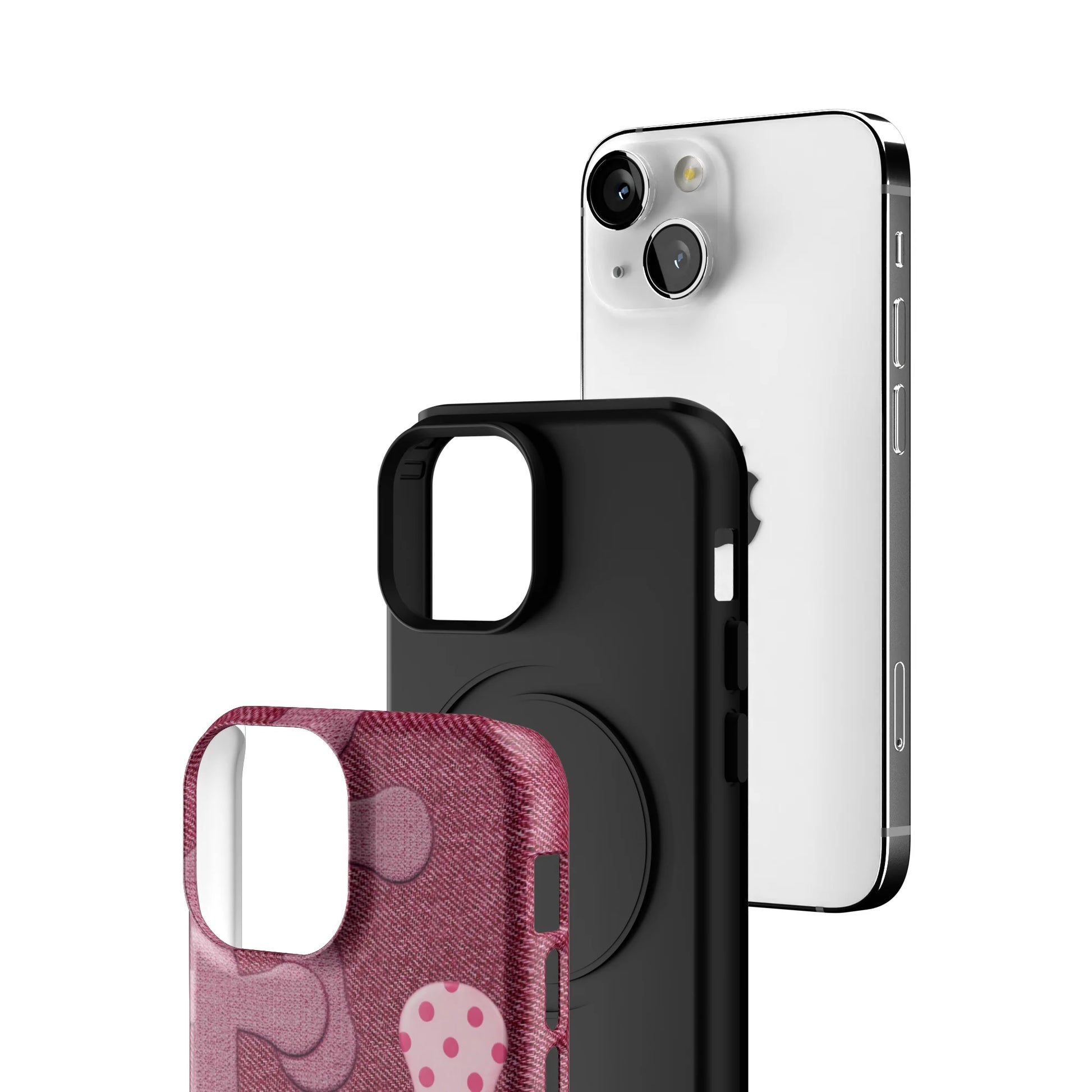 Pink-Polka-Patch-iphone-case-iPhone 13 Mini-3