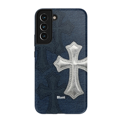 Silver Denim Cross Samsung Case