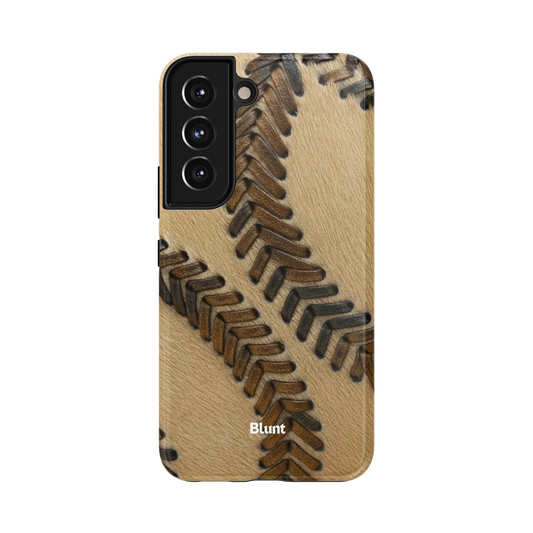 Saddle Braid Samsung Case: intricate brown braids on a beige cowhide background