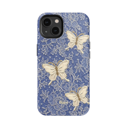 Blue Lace Butterfly iPhone Case