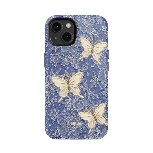 Blue Lace Butterfly iPhone Case