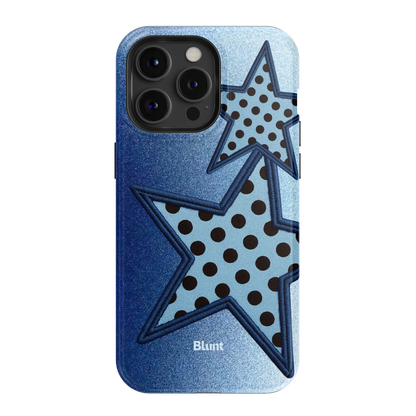 Blue Polka Star iPhone Case