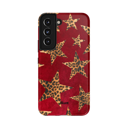 Velvet Stars Samsung Case: leopard print stars on a rich red background
