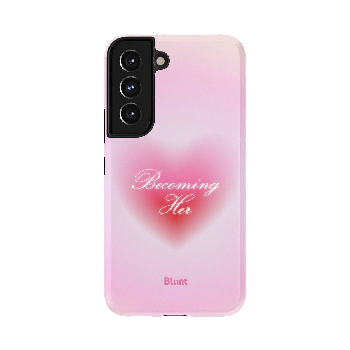 Becoming Her Samsung Case: a glowing pink heart with the words 'Becoming Her'