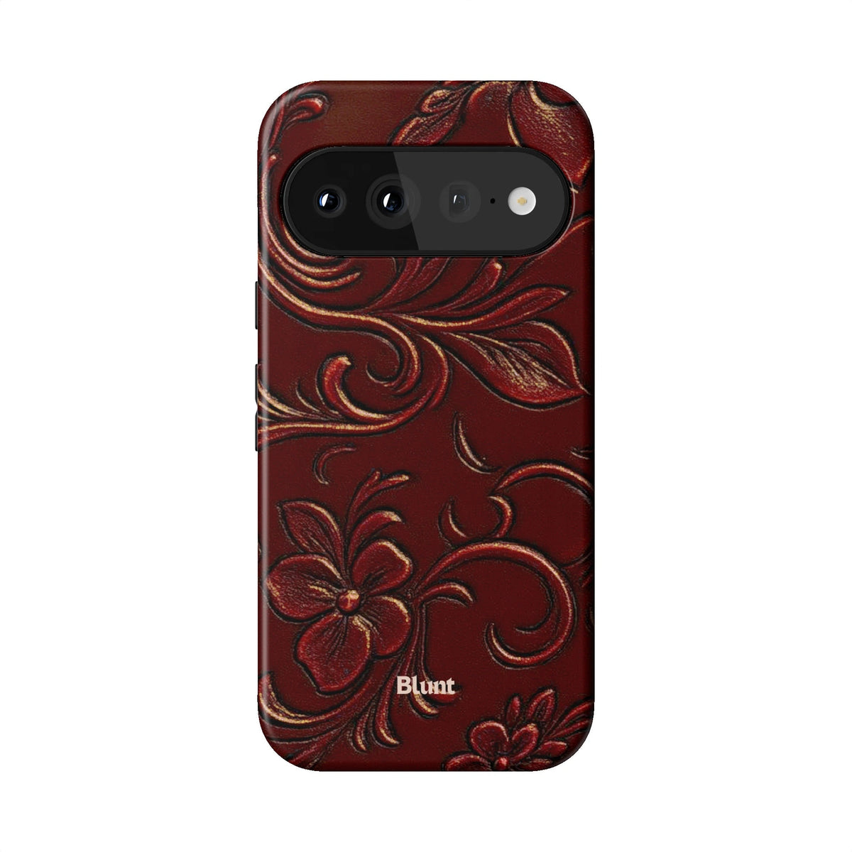 Red Tooled Leather Pixel Case - Blunt Cases