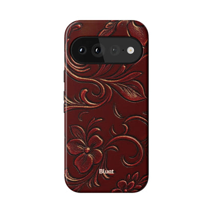 Red Tooled Leather Pixel Case - Blunt Cases