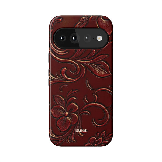 Red Tooled Leather Pixel Case - Blunt Cases