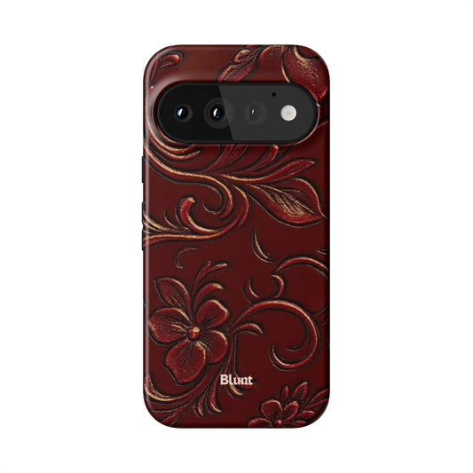 Red Tooled Leather Pixel Case - Blunt Cases