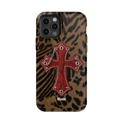 Leopard Red Cross iPhone Case