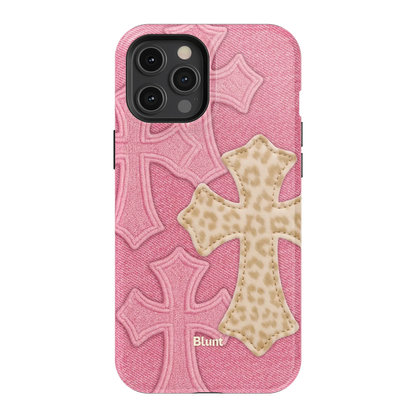 Pink Cheetah Cross iPhone Case