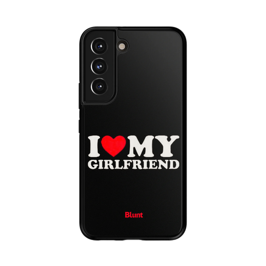 Love My GF Samsung Case: the phrase 'I Love My Girlfriend' in white and red on black