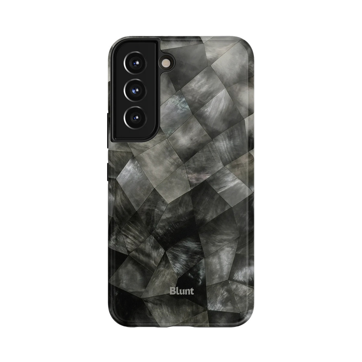 Smoke Quilt Samsung Case: interlocking quilt-like patterns in shades of black and gray