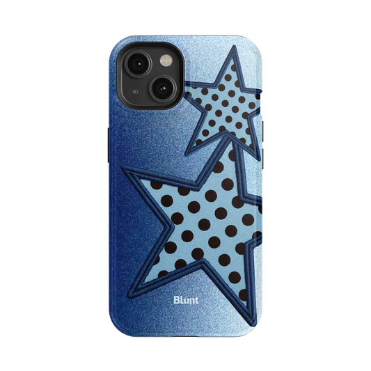 Blue Polka Star iPhone Case
