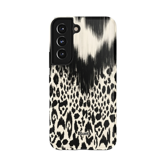Ferine Samsung Case: jagged black stripes blending into leopard spots on white