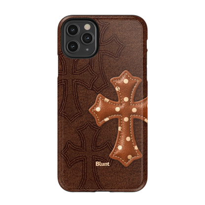 Brown Polka Cross iPhone Case