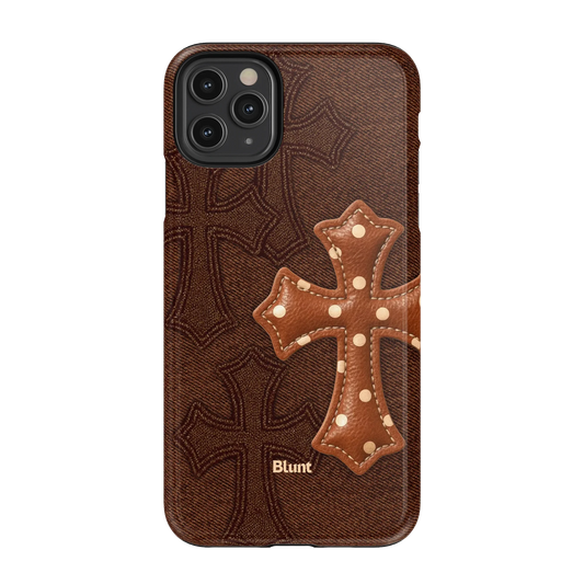 Brown Polka Cross iPhone Case