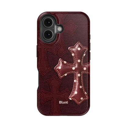 Maroon Polka Cross iPhone Case