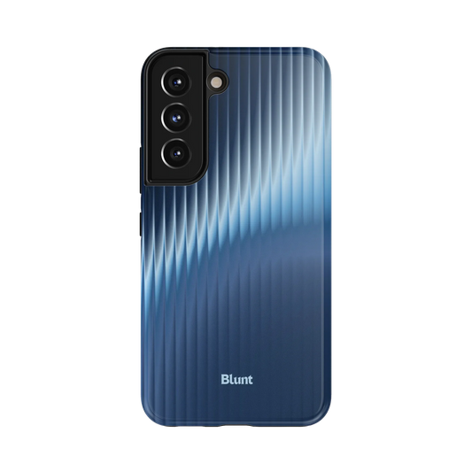 Midnight Tide Samsung Case: a textured gradient of deep blue waves on a dark ground