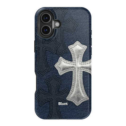 Silver Denim Cross iPhone Case - Blunt Cases