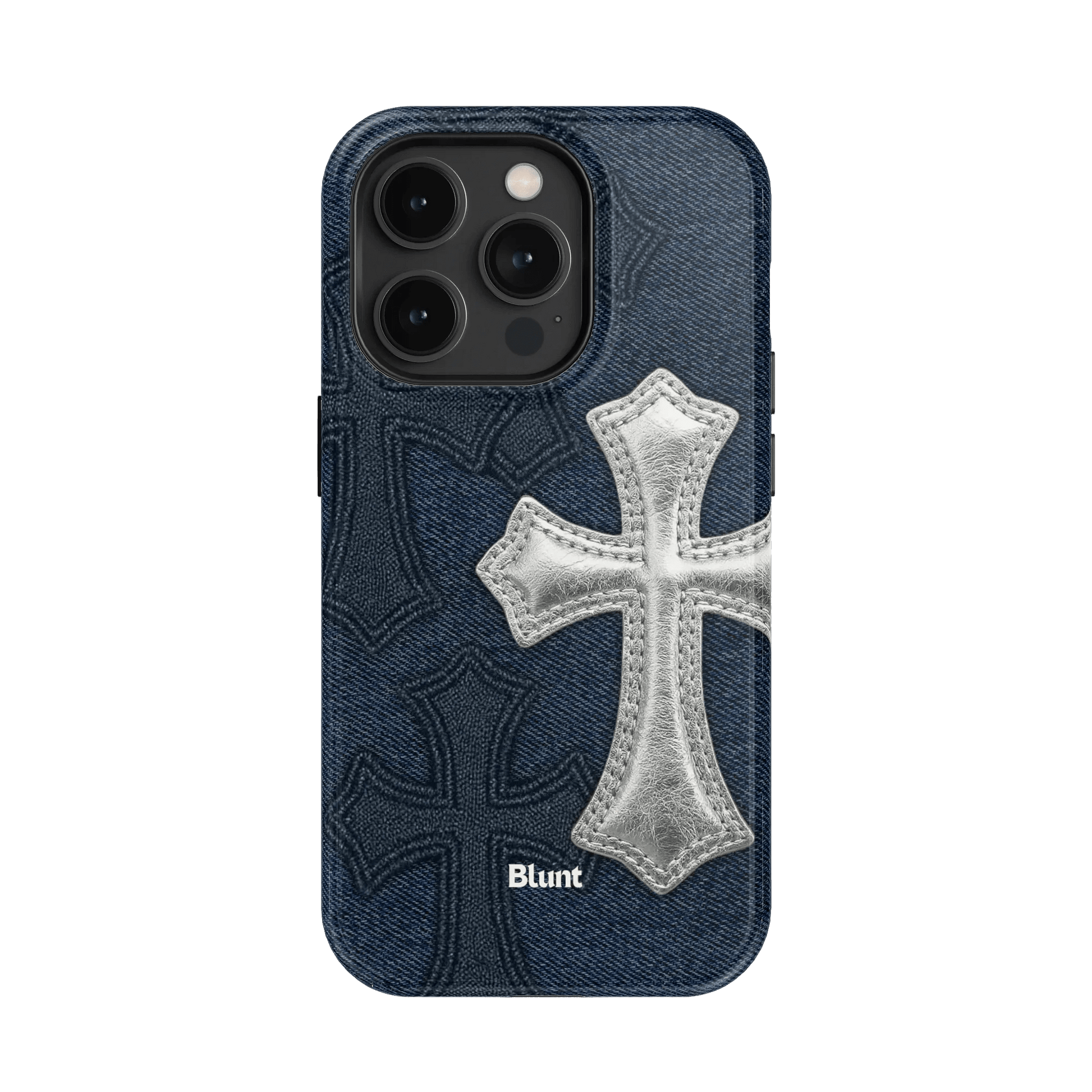 Silver Denim Cross iPhone Case - Blunt Cases