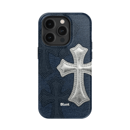 Silver Denim Cross iPhone Case - Blunt Cases