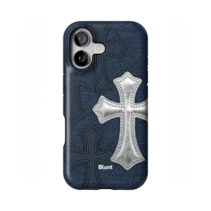 Silver Denim Cross iPhone Case - Blunt Cases