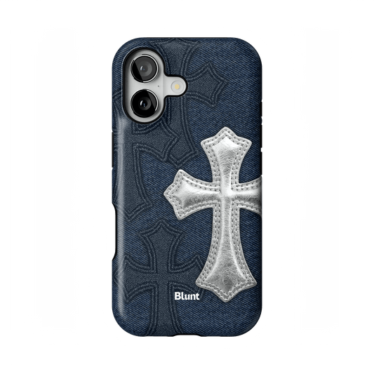 Silver Denim Cross iPhone Case - Blunt Cases