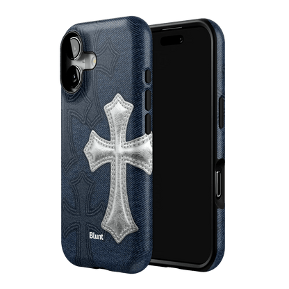 Silver Denim Cross iPhone Case - Blunt Cases