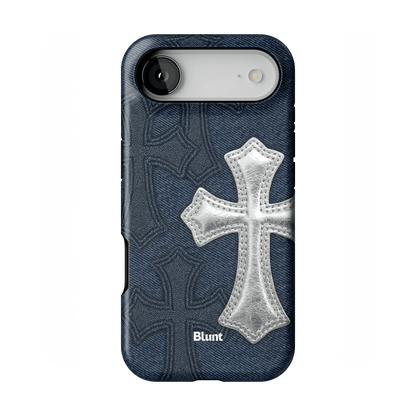 Silver Denim Cross iPhone Case - Blunt Cases