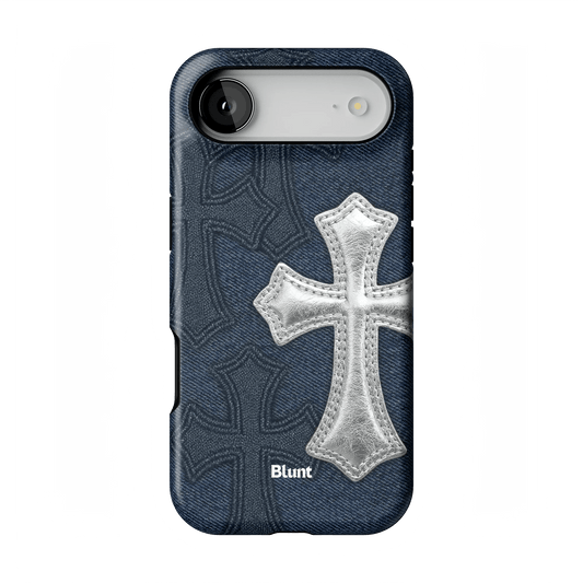Silver Denim Cross iPhone Case - Blunt Cases