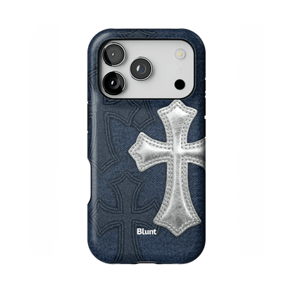 Silver Denim Cross iPhone Case - Blunt Cases