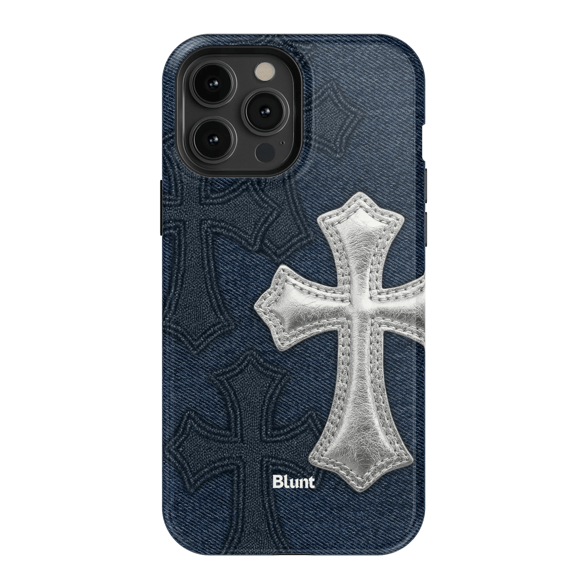 Silver Denim Cross iPhone Case - Blunt Cases